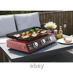Tabletop 24 Inch Gas Grill Portable 3-Burner Griddle 25500 BTU Cooking Power New