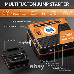 Adoretrip 24000mah 12v Voiture Jump Starter + Compresseur D'air Portable Usb Power Bank