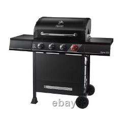 Barbecue à gaz propane 4 brûleurs, noir mat, système de cuisson multifonctionnel