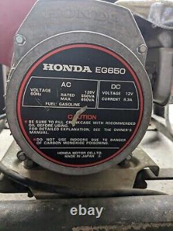 Générateur Honda EG650 à essence portable pour camping, 650 watts, 120v 12v AC DC, Japon.