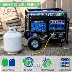 Générateur portable DuroMax XP12000HX de 12 000 watts à double carburant gaz propane avec alerte CO.
