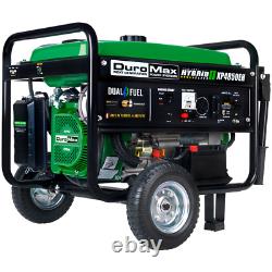 Générateur portable à double carburant DuroMax XP4850EH de 4 850 watts, alimenté au propane et à l'essence.