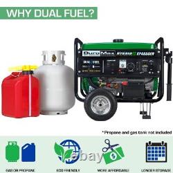 Générateur portable à double carburant DuroMax XP4850EH de 4 850 watts, alimenté au propane et à l'essence.