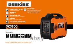 Genkins 3800 Watt Générateur D'onduleur Portable Ultra Silencieux Rv Prêt Gaz Alimenté