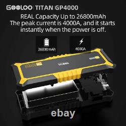 Gooloo 4000a Démarreur De Saut De Voiture 26000mah Box Power Bank Chargeur De Batterie