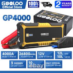 Gooloo Auto Jump Starter 4000a Chargeurs De Batterie Booster Power Bank Portable 12v