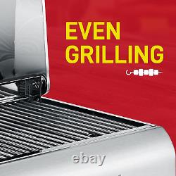 Grill à gaz portable en acier inoxydable avec 2 brûleurs, facile à nettoyer, barbecue de table au propane.