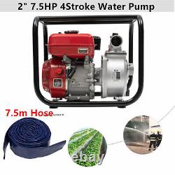 Pompe à eau à essence, 7,5 CV 212CC 2 pompes à eau haute pression portables à essence