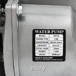 Pompe à eau portable à essence 4 temps de 7,5HP et 3 pouces semi-trash à essence