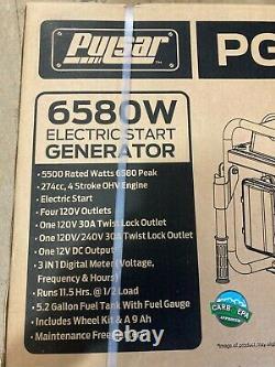 Pulsar Pg6580e 6 580 Watt Générateur Portable Alimenté Au Gaz Avec Démarrage Électrique