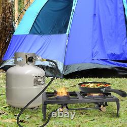 Réchaud de camping en fonte à 2 brûleurs, cuisinière à gaz propane pour le camping en plein air, B