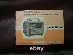 Vintage Honda Em400 Générateur De Gaz 115v 300w Nominale, Pickup Local Seulement